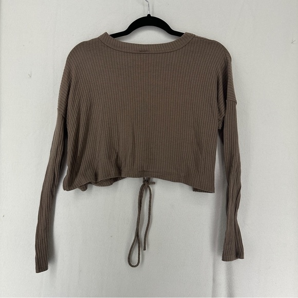 The Classic Cropped Ribbed Front Tie Size M Brown - Picture 7 of 10